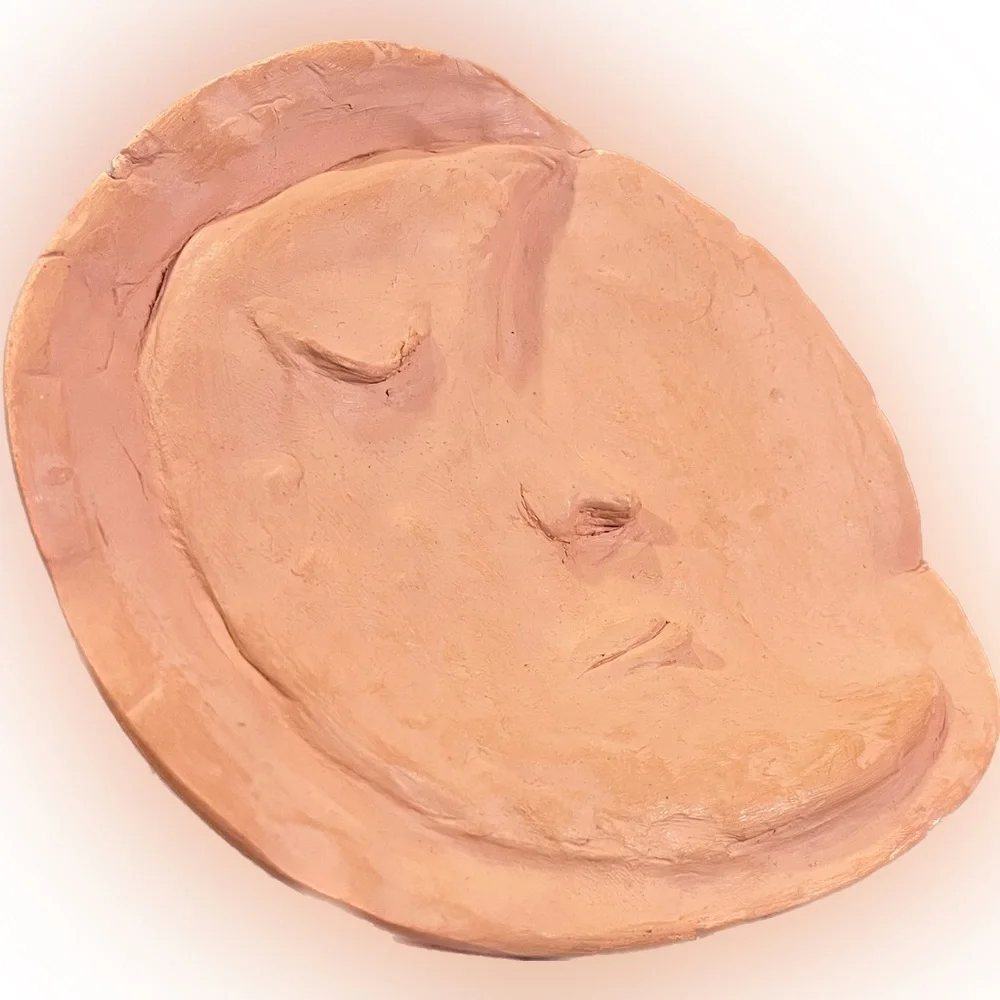 Handmade Artisian Boho Earthy Cresent Moon Man Clay Trinket Dish Made by Myself